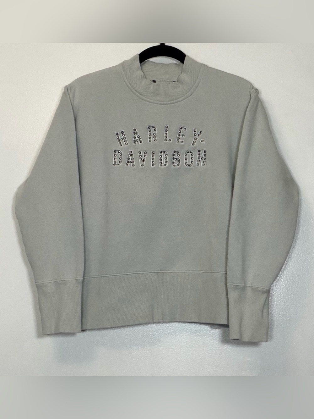 Harley-Davidson Light Gray Studded Logo Crewneck Sweater
